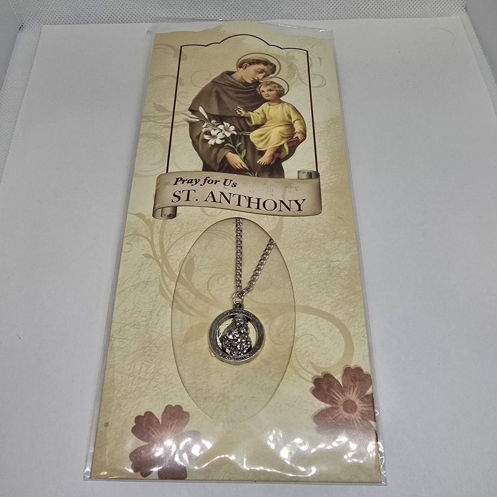 St. Anthony Devotional Necklace  Prayer Card Religious Catholic New